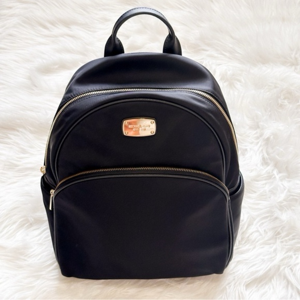 Michael Kors Black  nylon Backpack with Gold Details
